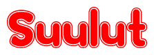 The image is a clipart featuring the word Suulut written in a stylized font with a heart shape replacing inserted into the center of each letter. The color scheme of the text and hearts is red with a light outline.