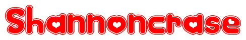 The image displays the word Shannoncrase written in a stylized red font with hearts inside the letters.
