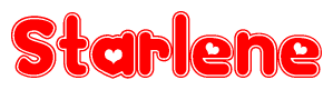 The image is a clipart featuring the word Starlene written in a stylized font with a heart shape replacing inserted into the center of each letter. The color scheme of the text and hearts is red with a light outline.