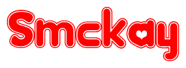   The image displays the word Smckay written in a stylized red font with hearts inside the letters. 
