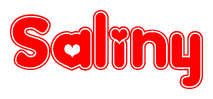 The image displays the word Saliny written in a stylized red font with hearts inside the letters.