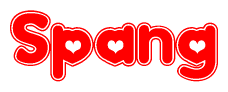 The image displays the word Spang written in a stylized red font with hearts inside the letters.