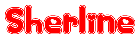 The image is a clipart featuring the word Sherline written in a stylized font with a heart shape replacing inserted into the center of each letter. The color scheme of the text and hearts is red with a light outline.