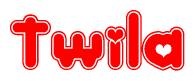 The image displays the word Twila written in a stylized red font with hearts inside the letters.