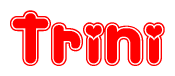 The image displays the word Trini written in a stylized red font with hearts inside the letters.
