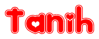 The image displays the word Tanih written in a stylized red font with hearts inside the letters.