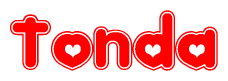 Red and White Tonda Word with Heart Design