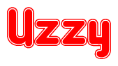 The image displays the word Uzzy written in a stylized red font with hearts inside the letters.