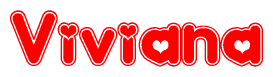 The image displays the word Viviana written in a stylized red font with hearts inside the letters.