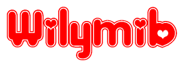 The image displays the word Wilymib written in a stylized red font with hearts inside the letters.