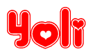 The image displays the word Yoli written in a stylized red font with hearts inside the letters.