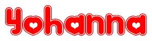 The image displays the word Yohanna written in a stylized red font with hearts inside the letters.