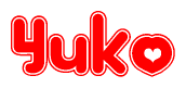 The image displays the word Yuko written in a stylized red font with hearts inside the letters.