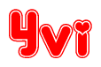   The image displays the word Yvi written in a stylized red font with hearts inside the letters. 
