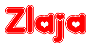 The image displays the word Zlaja written in a stylized red font with hearts inside the letters.