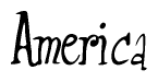 The image is a stylized text or script that reads 'America' in a cursive or calligraphic font.