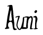 The image contains the word 'Auni' written in a cursive, stylized font.