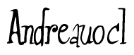 The image is a stylized text or script that reads 'Andreauocl' in a cursive or calligraphic font.