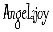 The image is a stylized text or script that reads 'Angelajoy' in a cursive or calligraphic font.