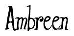 The image contains the word 'Ambreen' written in a cursive, stylized font.