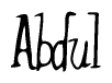 The image is of the word Abdul stylized in a cursive script.
