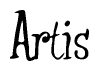 The image is a stylized text or script that reads 'Artis' in a cursive or calligraphic font.