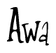 The image is of the word Awa stylized in a cursive script.