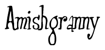 The image is a stylized text or script that reads 'Amishgranny' in a cursive or calligraphic font.