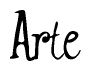 The image is of the word Arte stylized in a cursive script.