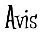 The image is of the word Avis stylized in a cursive script.