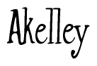 The image contains the word 'Akelley' written in a cursive, stylized font.