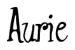 The image is a stylized text or script that reads 'Aurie' in a cursive or calligraphic font.