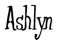 The image is a stylized text or script that reads 'Ashlyn' in a cursive or calligraphic font.