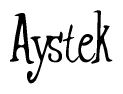 The image contains the word 'Aystek' written in a cursive, stylized font.