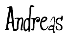 The image contains the word 'Andreas' written in a cursive, stylized font.