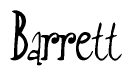 The image is a stylized text or script that reads 'Barrett' in a cursive or calligraphic font.