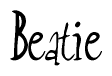 The image contains the word 'Beatie' written in a cursive, stylized font.
