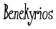 The image is of the word Benekyrios stylized in a cursive script.