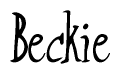 The image is a stylized text or script that reads 'Beckie' in a cursive or calligraphic font.