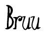 The image is of the word Bruu stylized in a cursive script.