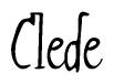 The image contains the word 'Clede' written in a cursive, stylized font.