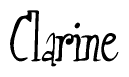 The image contains the word 'Clarine' written in a cursive, stylized font.