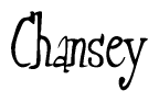 The image is a stylized text or script that reads 'Chansey' in a cursive or calligraphic font.