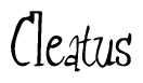 The image contains the word 'Cleatus' written in a cursive, stylized font.