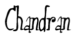 The image is of the word Chandran stylized in a cursive script.