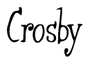 The image is a stylized text or script that reads 'Crosby' in a cursive or calligraphic font.