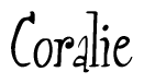 The image contains the word 'Coralie' written in a cursive, stylized font.