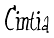 The image is of the word Cintia stylized in a cursive script.