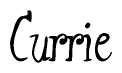The image contains the word 'Currie' written in a cursive, stylized font.