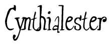 The image is a stylized text or script that reads 'Cynthialester' in a cursive or calligraphic font.